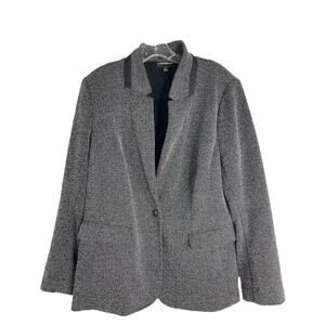 Lane Bryant black white speckled knit stretch preppy office blazer jacket 18